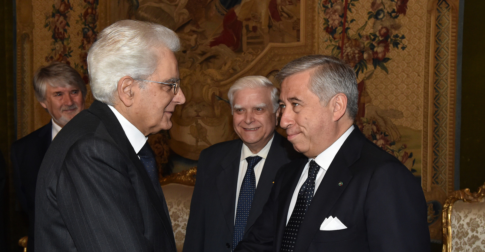 Il Presidente della Repubblica Sergio Mattarella con il Presidente della Federazione Antonio D'Amato