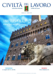 Copertina del n. 4-5 della rivista Civiltà del Lavoro: un'immagine di Palazzo Vecchio a Firenze