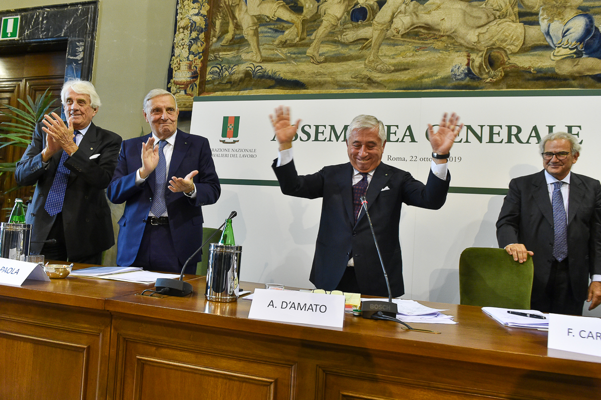 Antonio D'Amato eletto Presidente Onorario della Federazione dei Cavalieri del Lavoro - Assemblea Generale - Roma 22 ottobre 2019