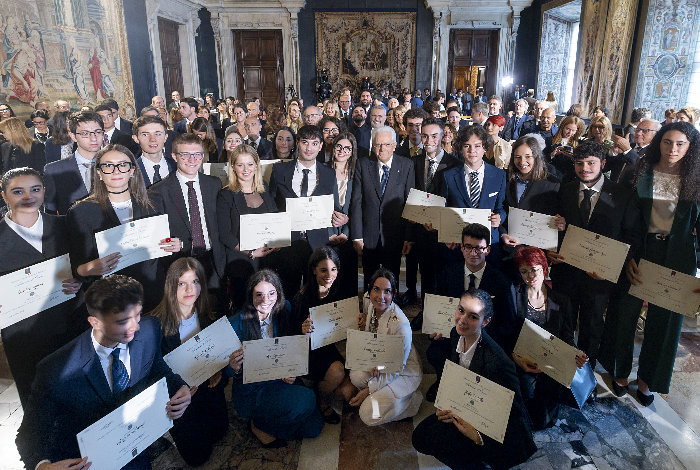 Cerimonia in Quirinale, Mattarella e Alfieri del Lavoro 2023